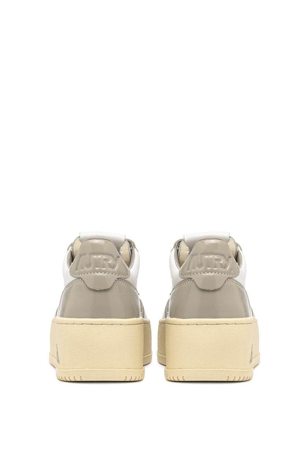 Medalist Platform Sneakers In White And Beige Leather