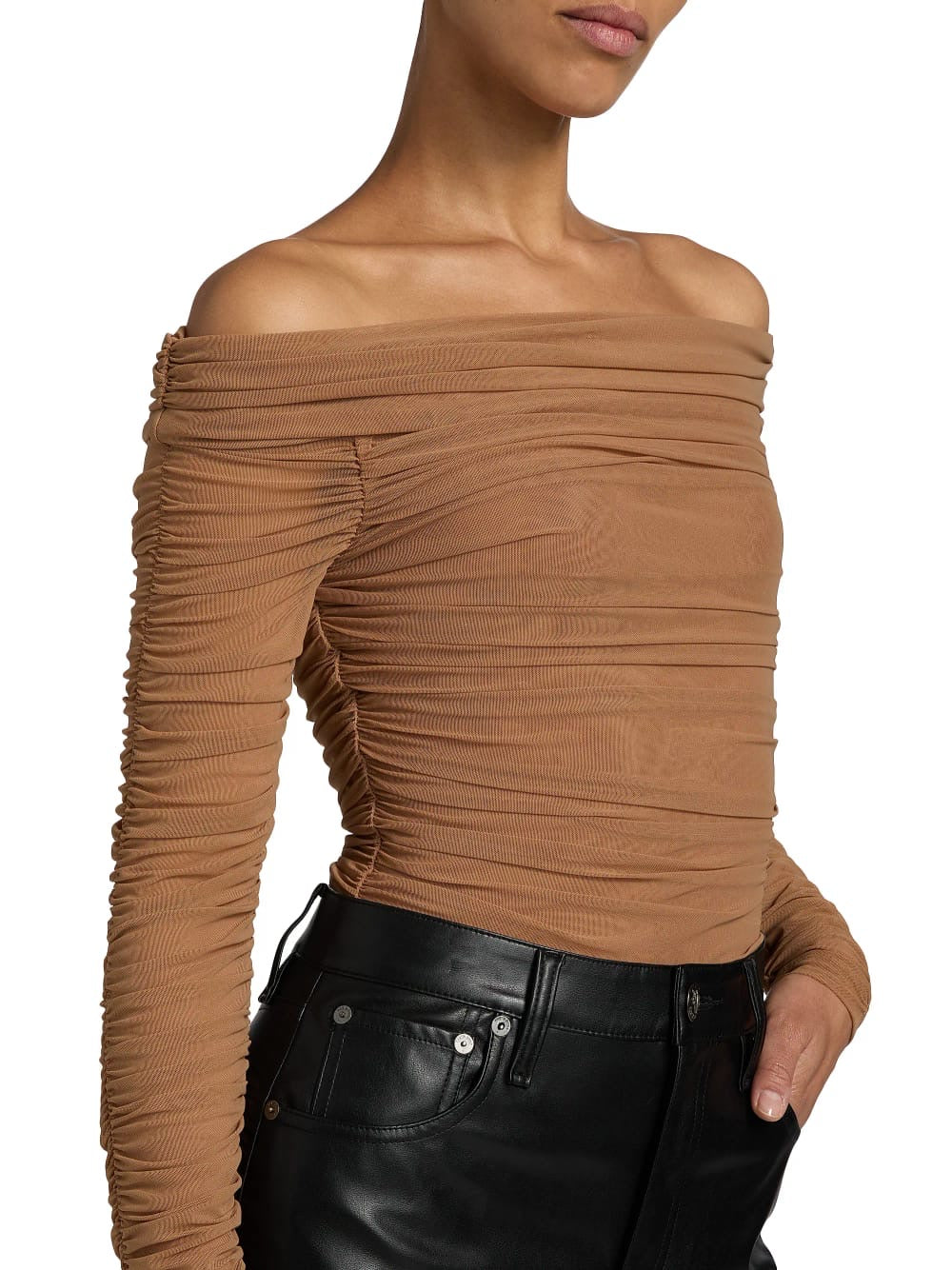 Poppie Off Shldr Bodysuit Cinnamon Swirl