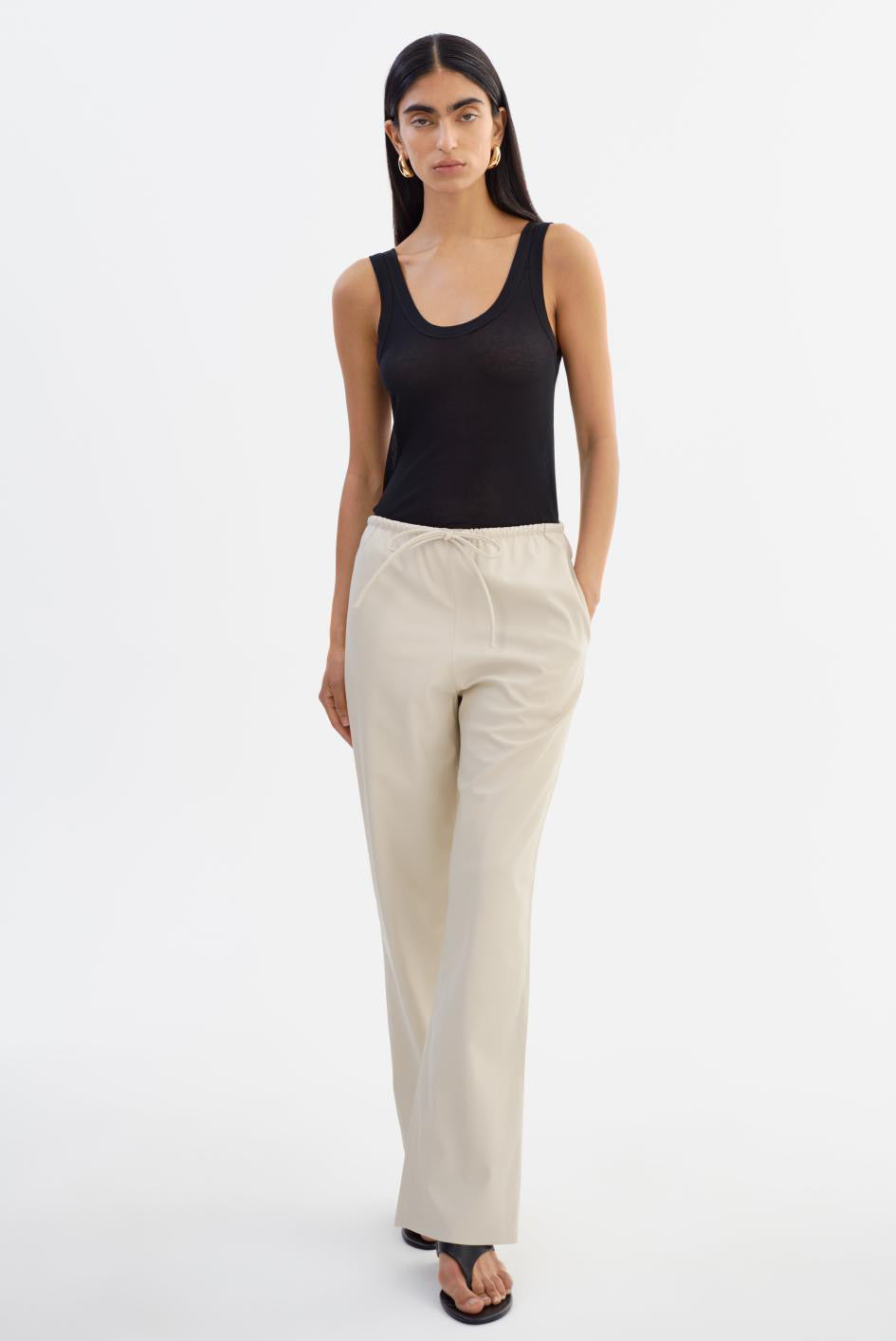 Faith Faux Leather Relaxed Pant Bone