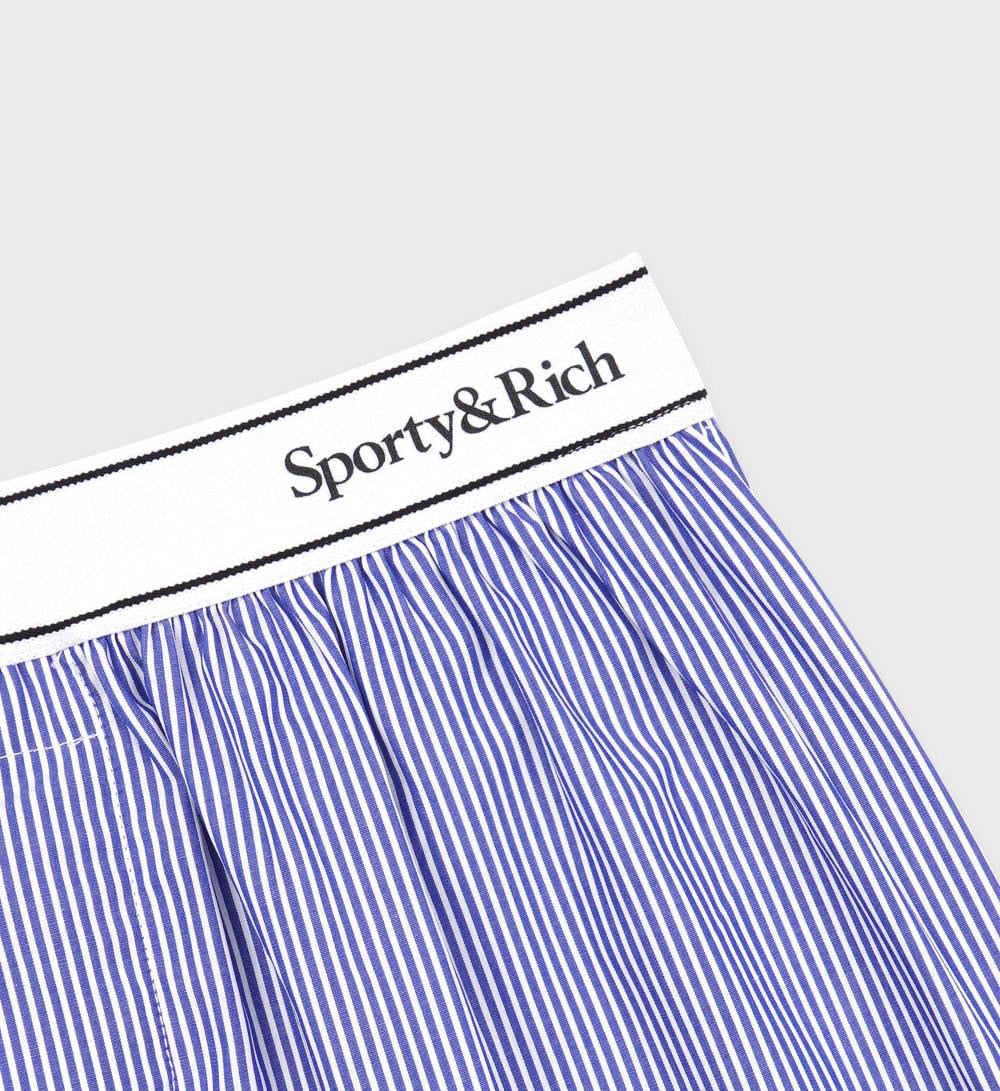 Serif Logo Boxer White/Blue Stripe