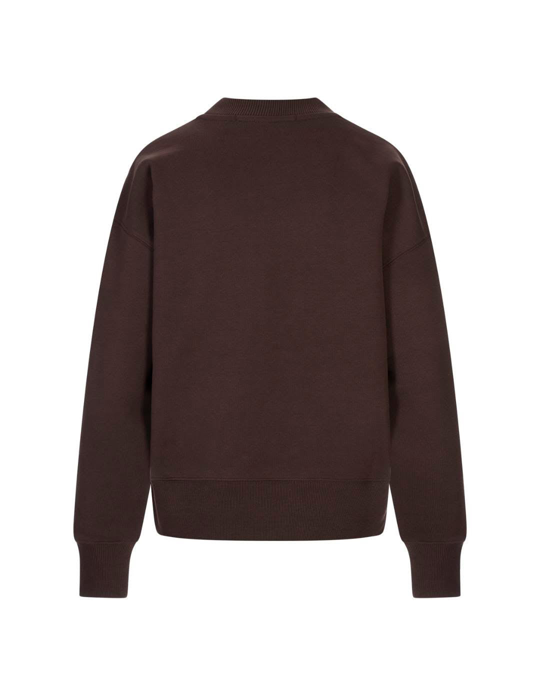 Brown Crew Neck Sweatshirt With Embroidered Cursive Msgm Logo