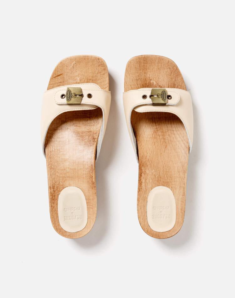 Dr. Scholl's Clog Sandal Cream Leather