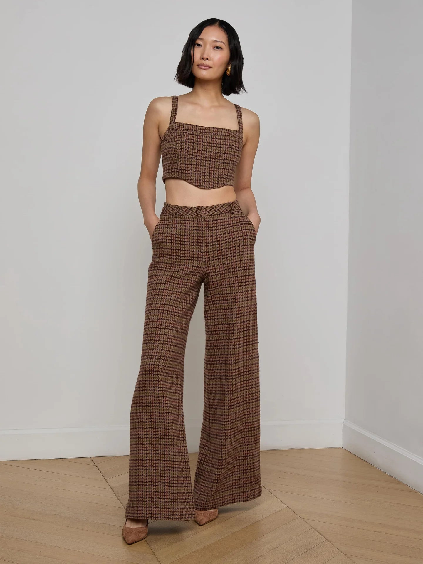 Pilar Houndstooth Wide-Leg Pant
