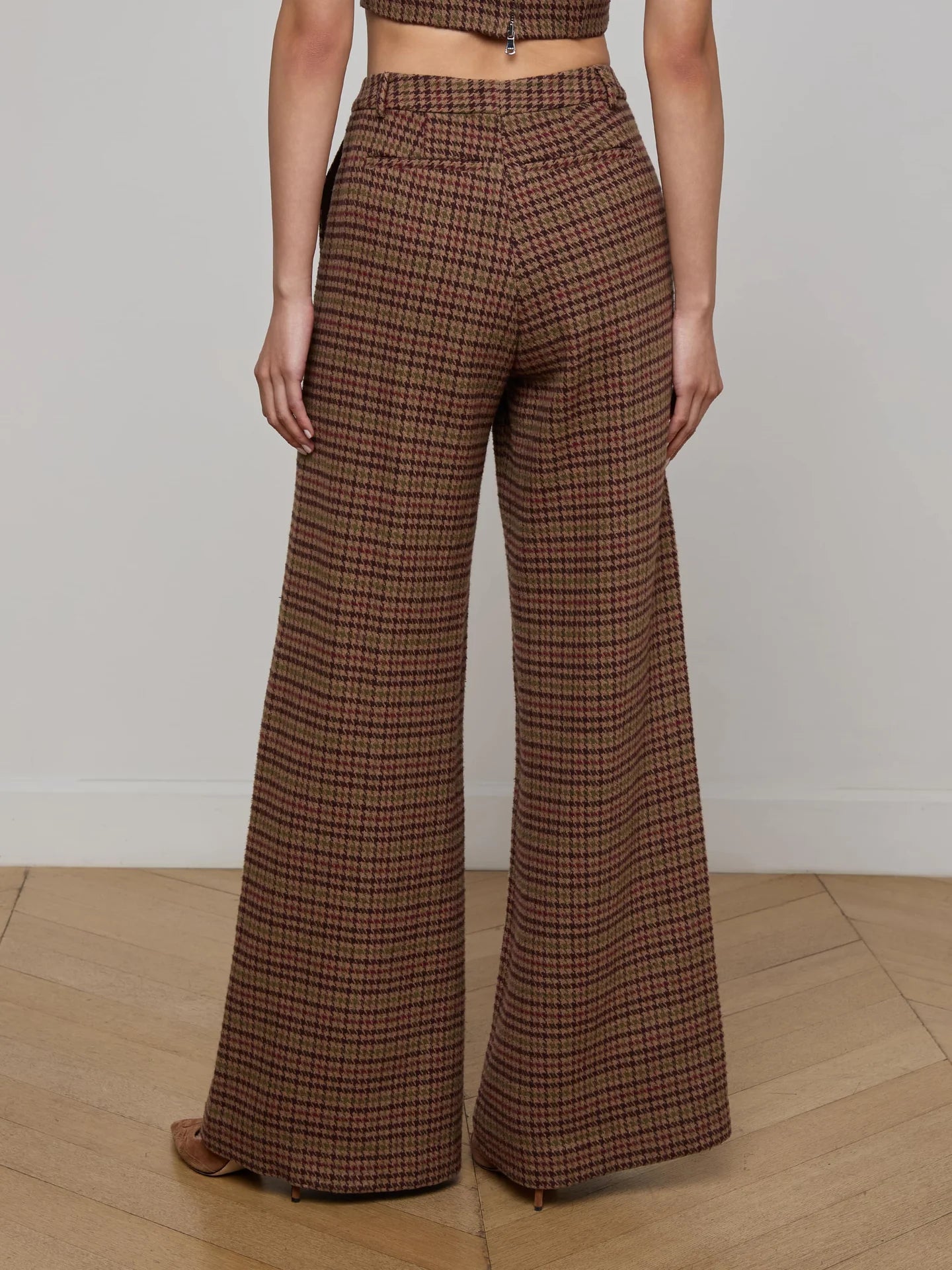 Pilar Houndstooth Wide-Leg Pant