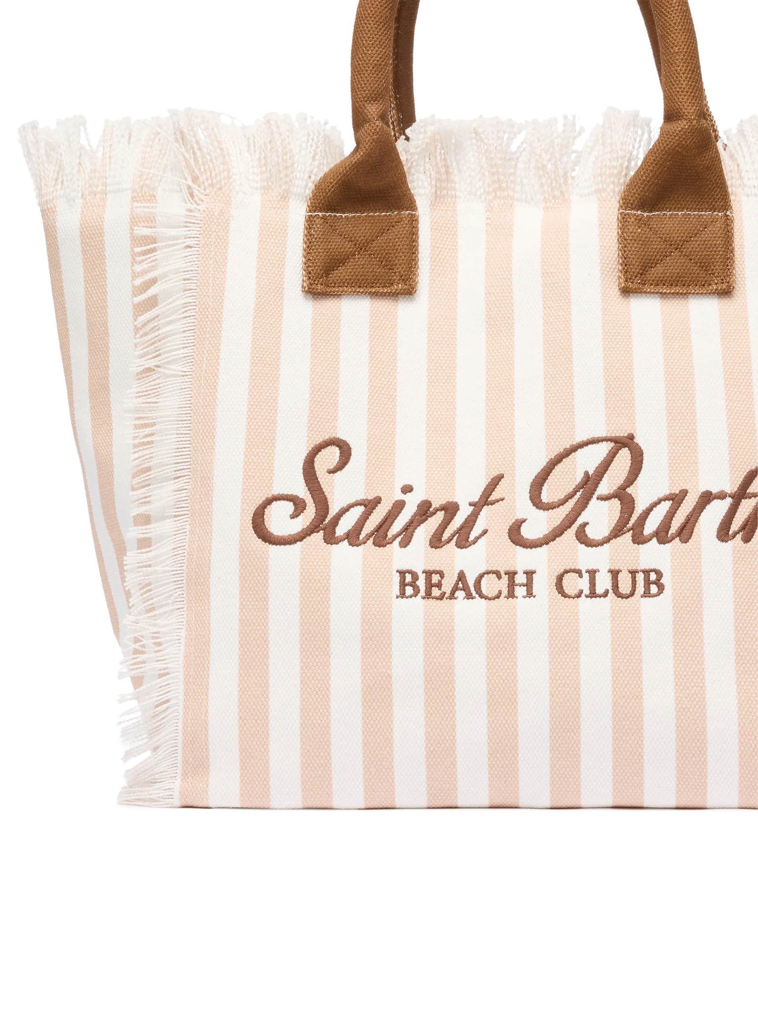 BORSA A SPALLA VANITY IN CANVAS DI COTONE CON STAMPA A RIGHE BEIGE
