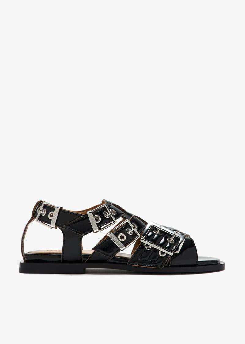 Feminine Buckle Sandal in Black
Ganni