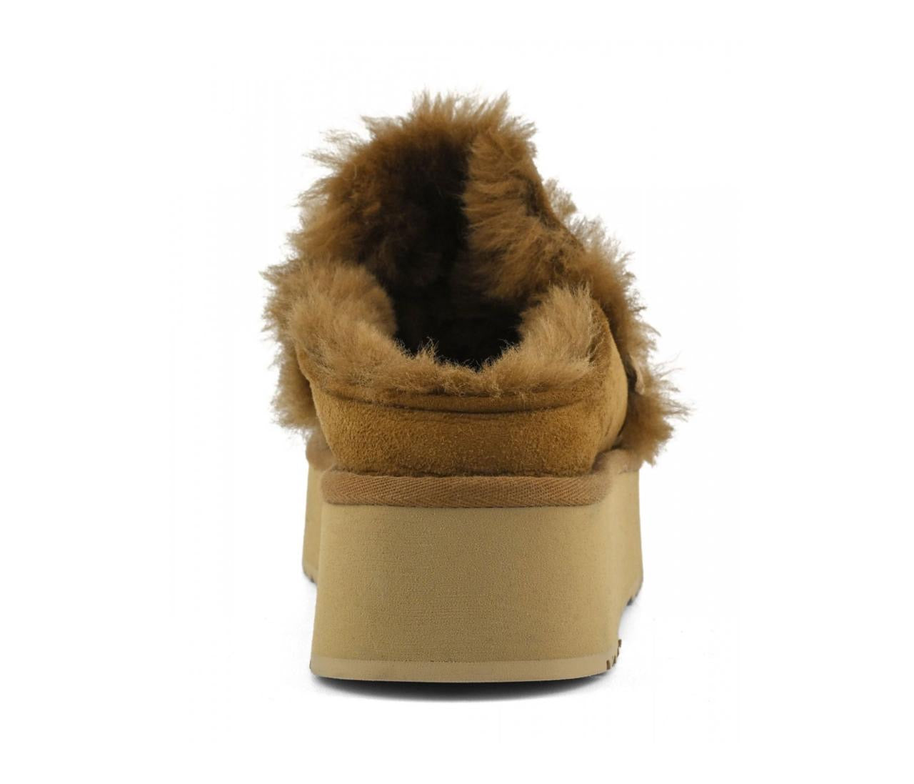 Platform Clog With Strap Logo Cognac Suede