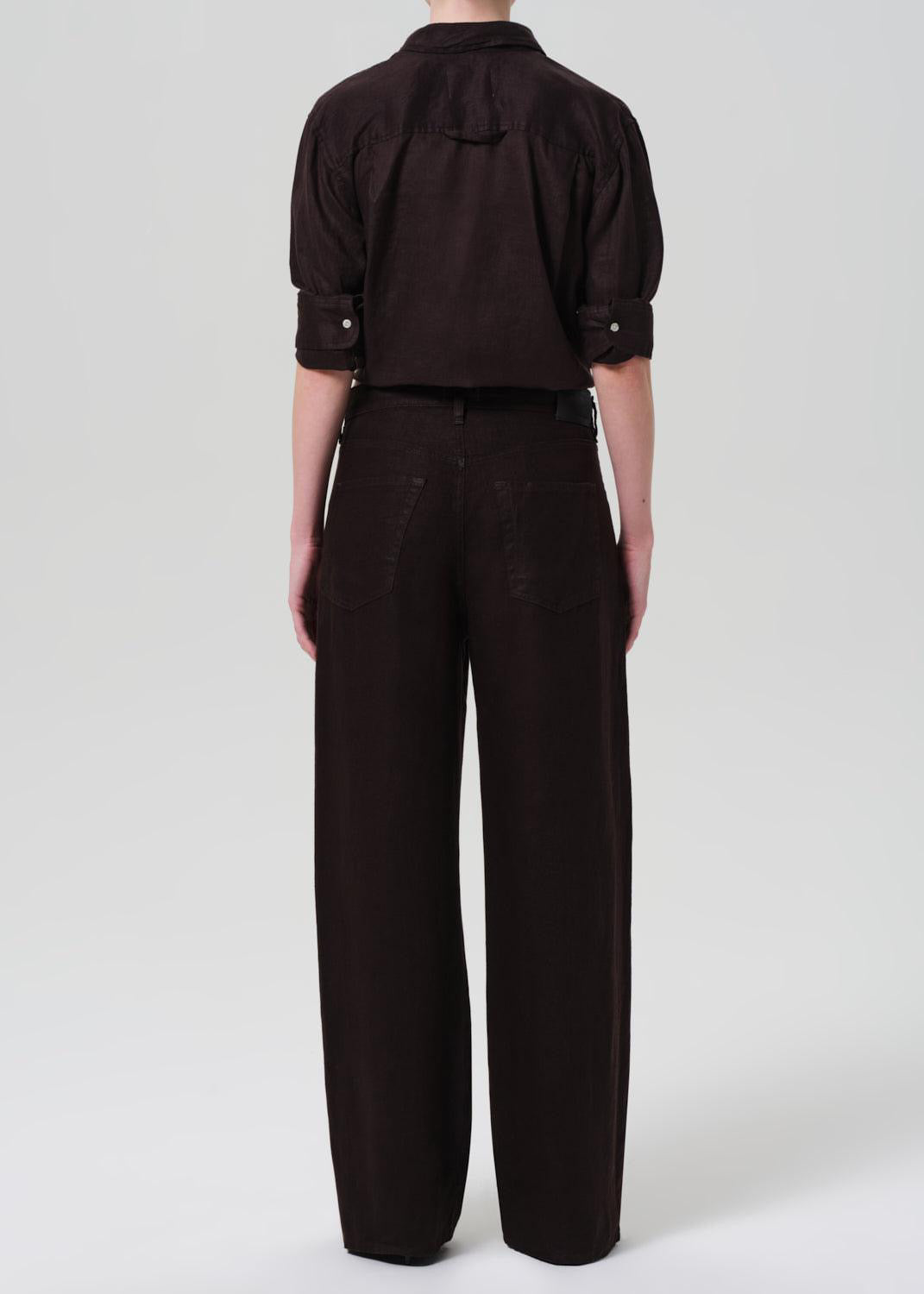Brynn Drawstring Linen Trouser Chocolate