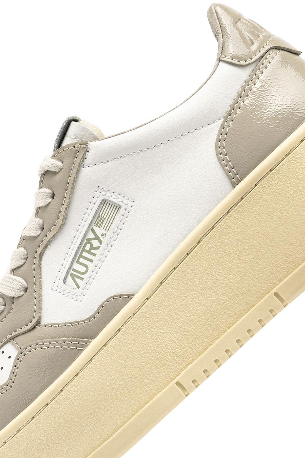 Medalist Platform Sneakers In White And Beige Leather