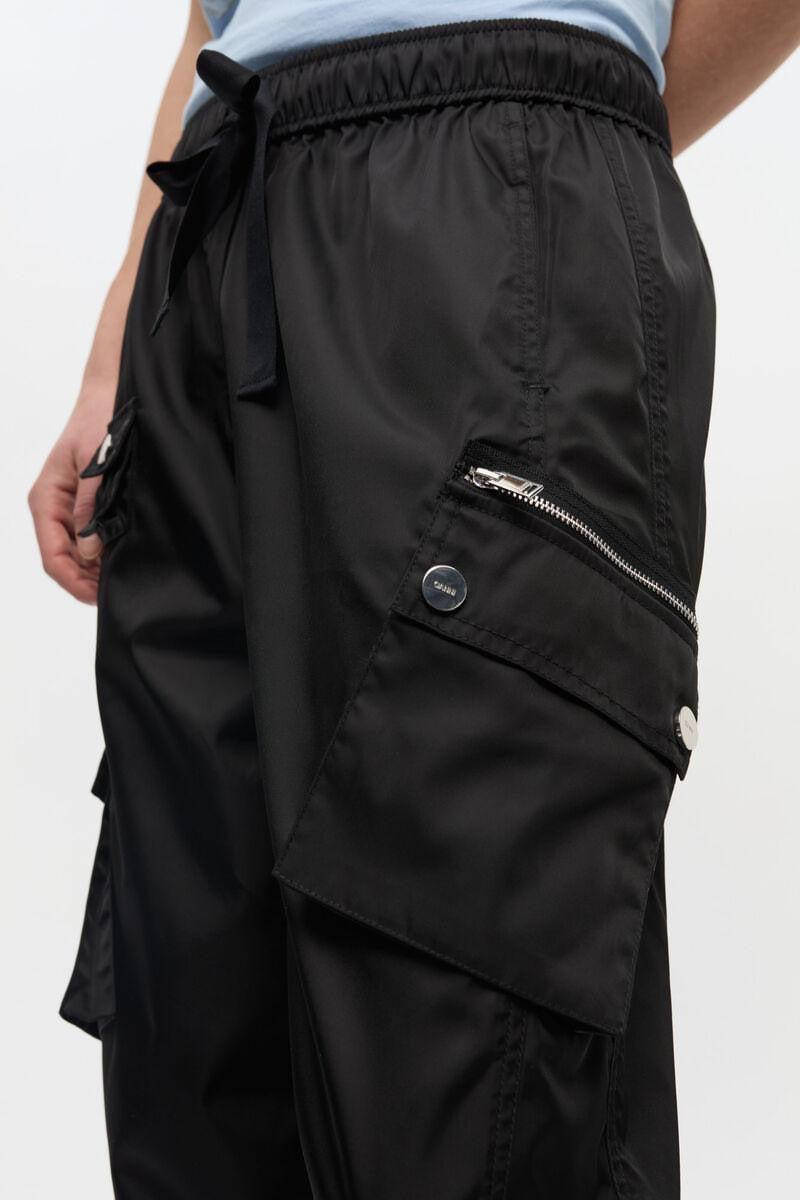 Black Nylon Elasticated Trousers