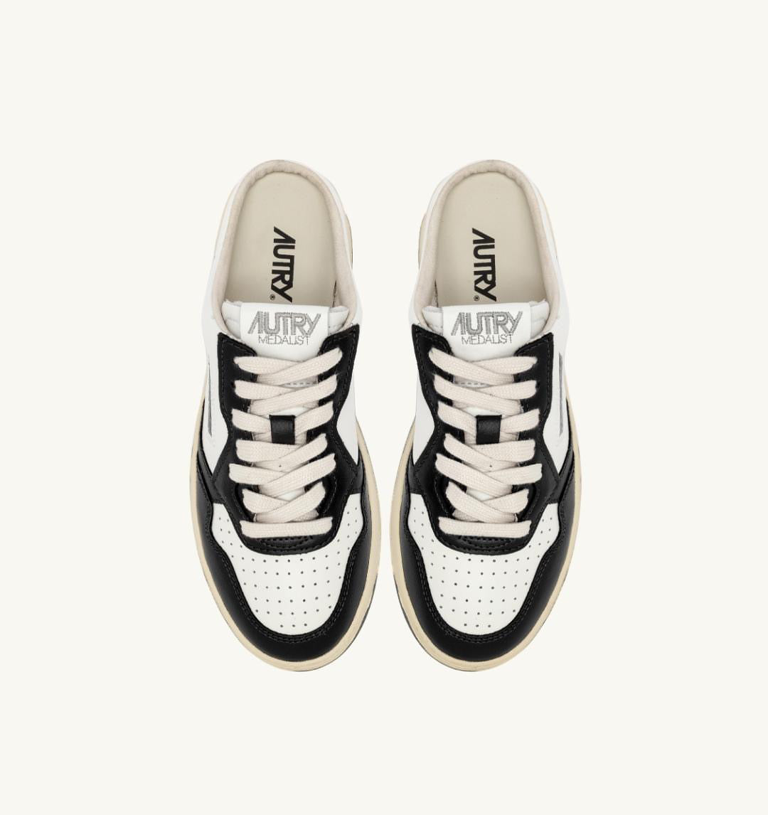 Medalist Sabot Sneakers In White And Black Leather