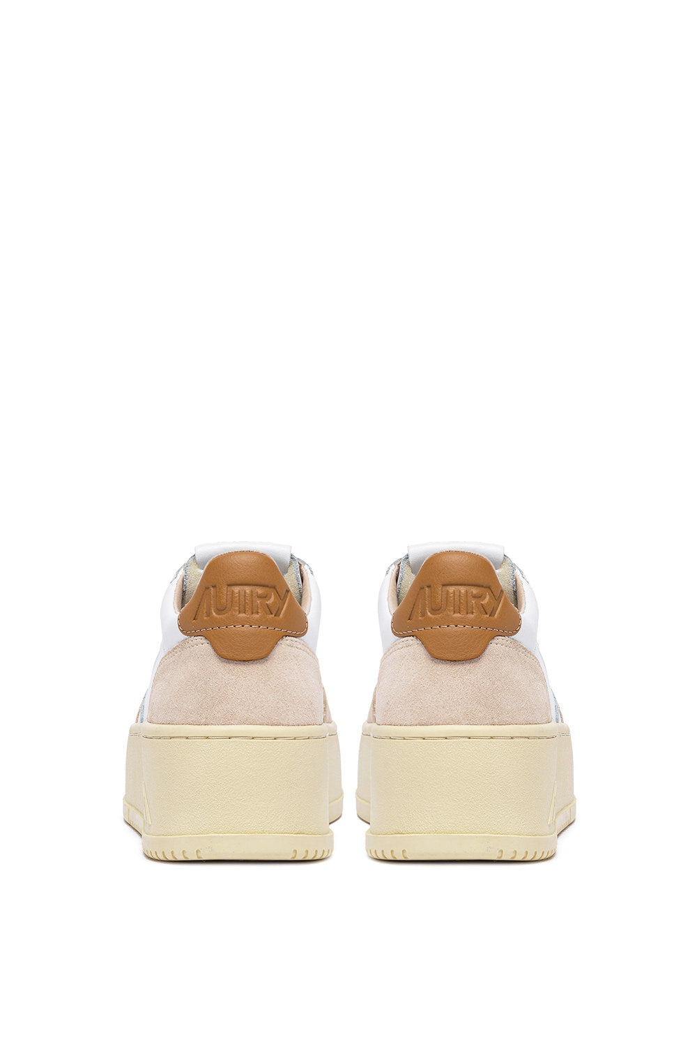 MEDALIST PLATFORM SNEAKERS IN WHITE AND PLATINUM SUEDE AND LEATHER