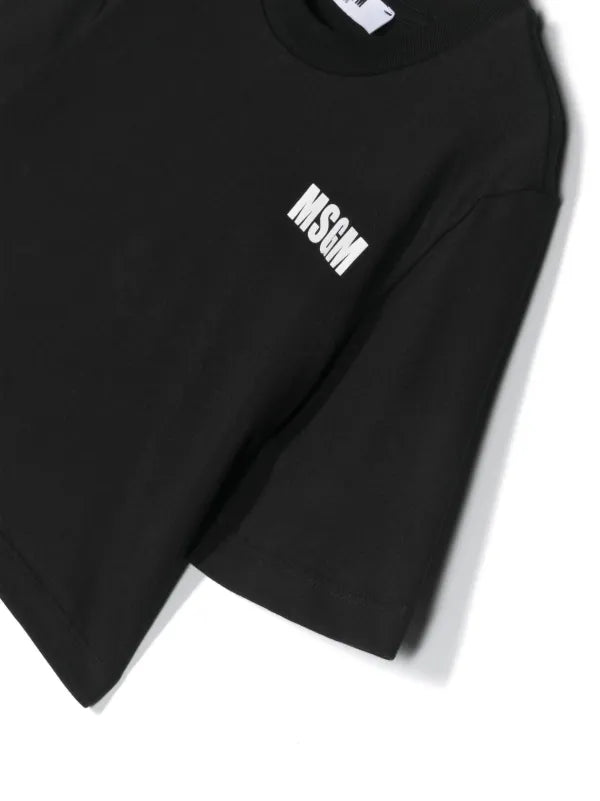 MSGM Logo Printed Cropped T-Shirt