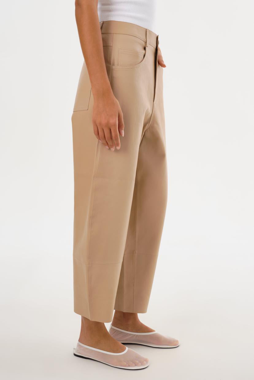 Fenne Leather Tapered Pant Beige