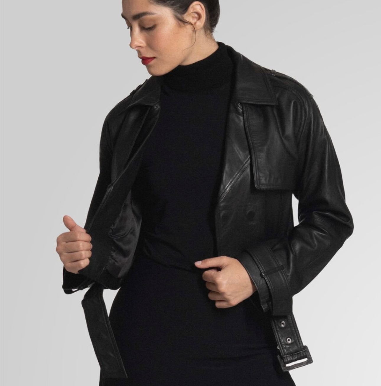 ROMIE CROPPED TRENCH BIKER