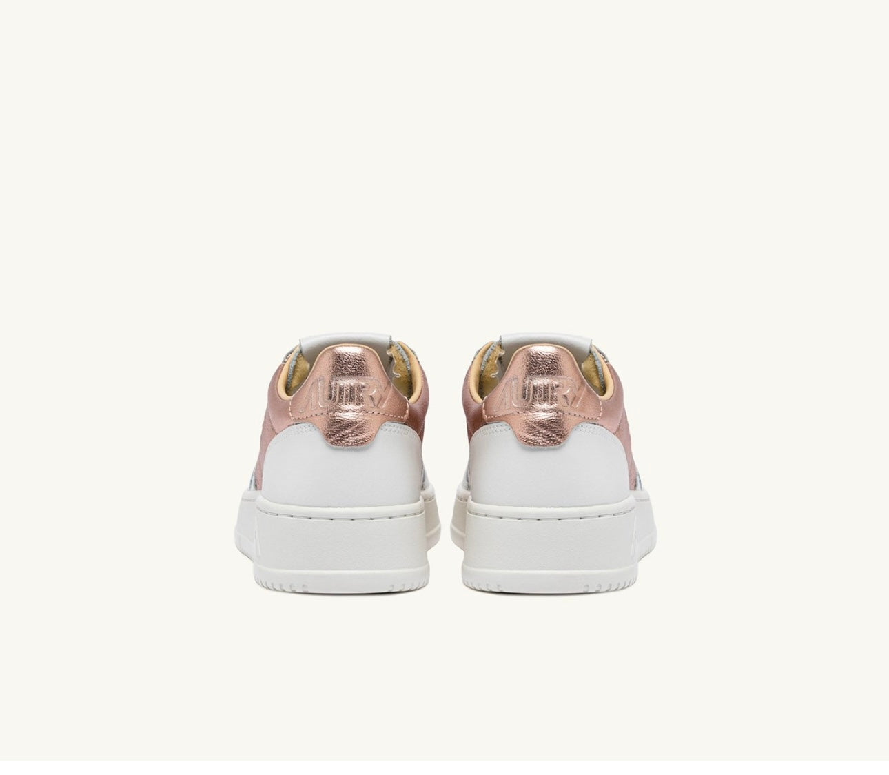 MEDALIST LOW BICOLOR SNEAKERS IN LEATHER COLOR WHITE AND METALIZED COPPER