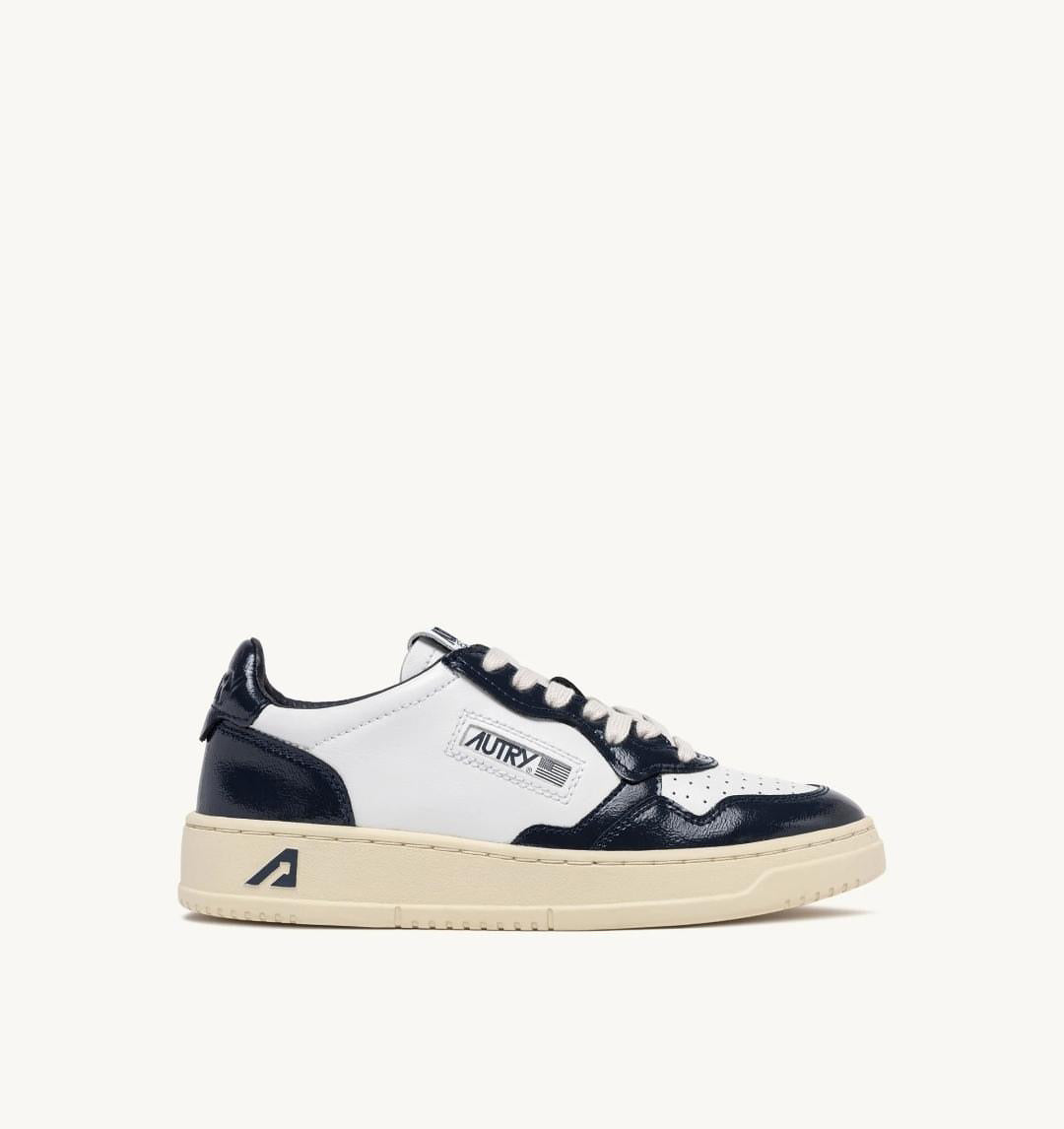 Medalist Low Sneakers In White And Night Blue Leather