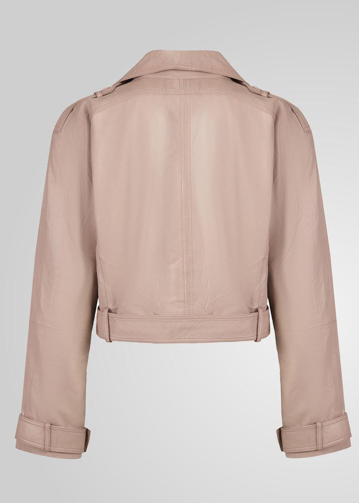 Romie Cropped Trench Biker Salt