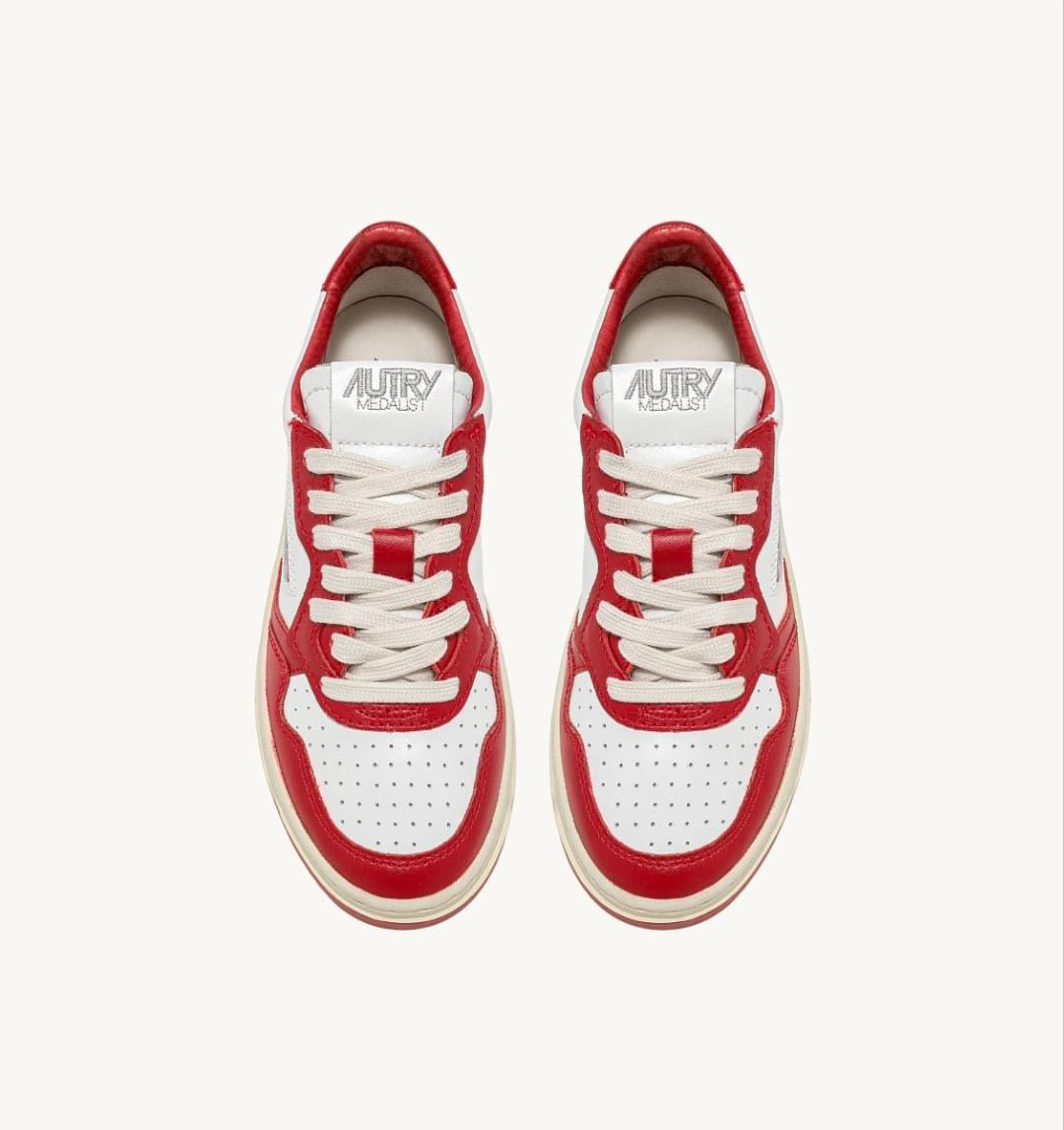 Medalist Low Bicolor Sneakers In White And Red Leather