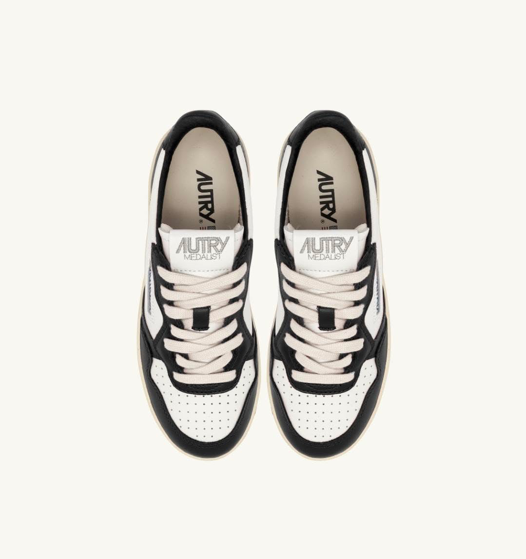 Medalist Platform Sneakers In White And Black Leather