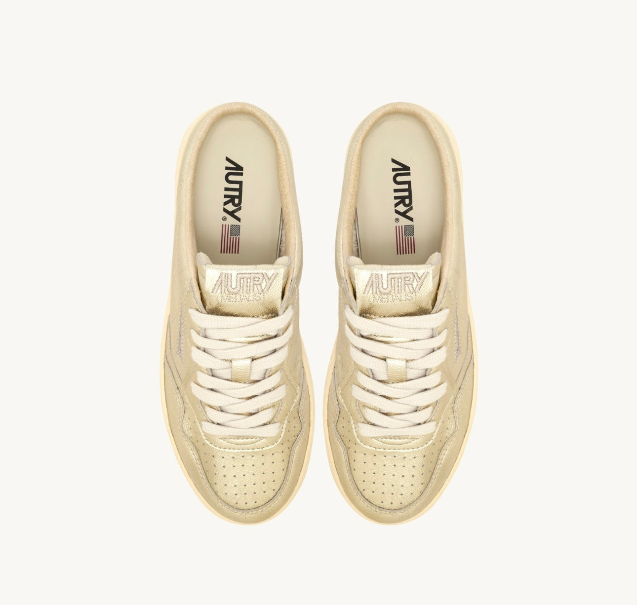 MEDALIST MULE SNEAKERS IN GOLD NAPA LEATHER