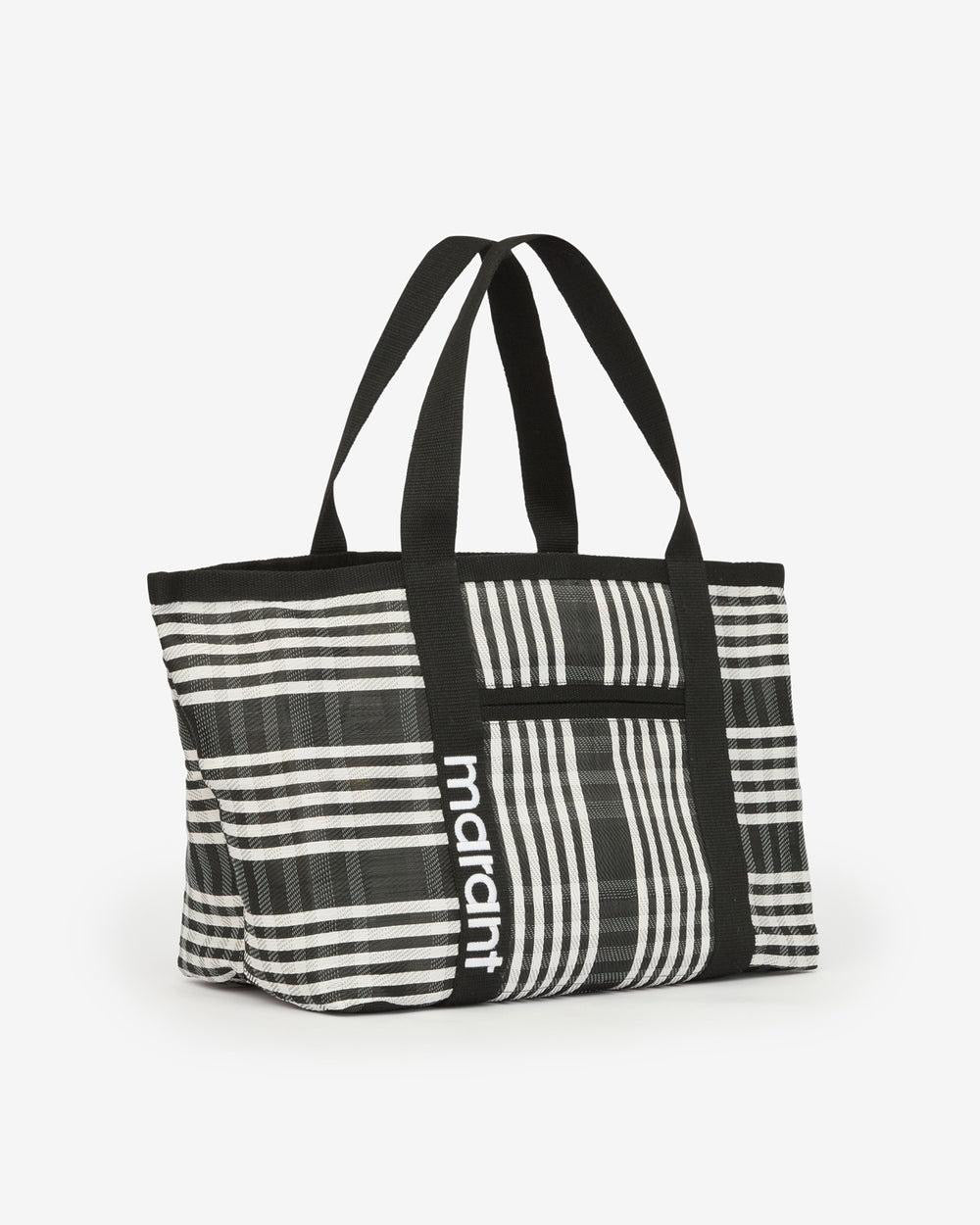 Darwen Nylon Shoulder Tote Bag Black/White