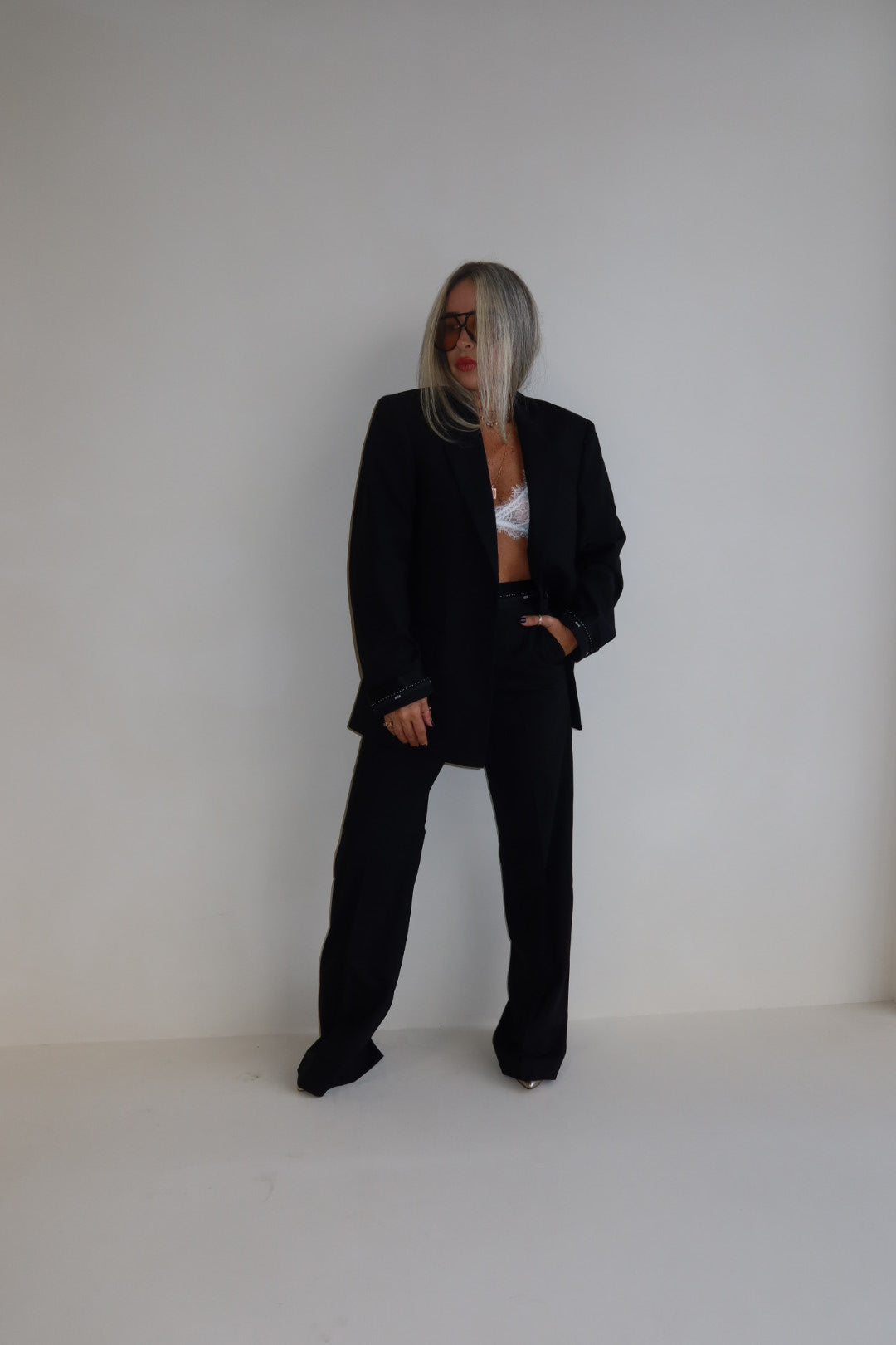 Black Jacket In Cool Wool With Msgm Ribbon