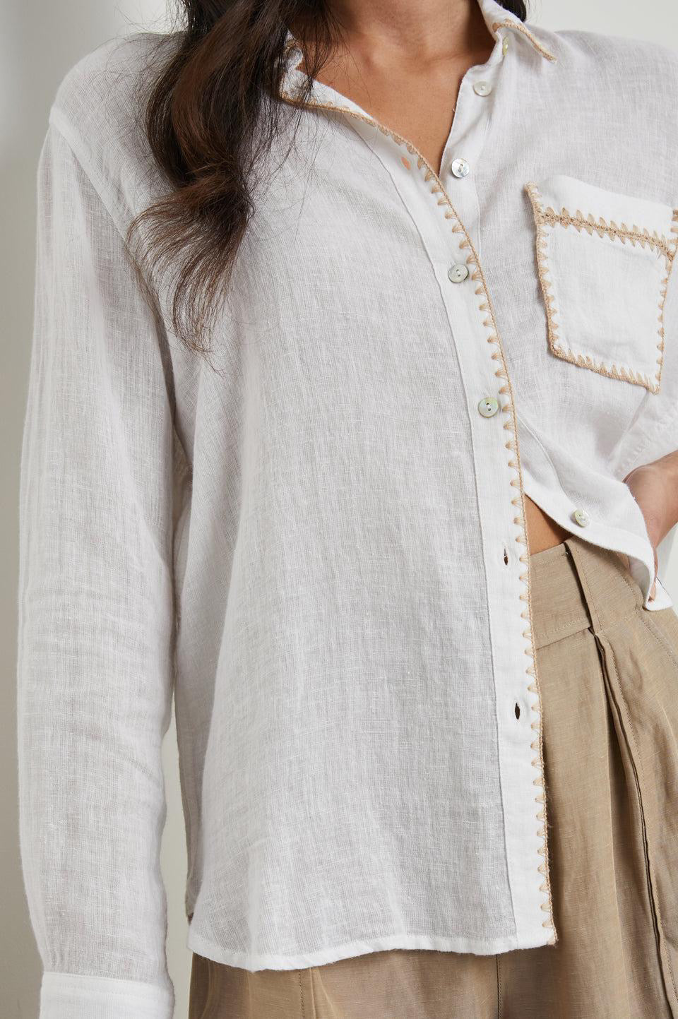 Charli Shirt White Blanket Stitch