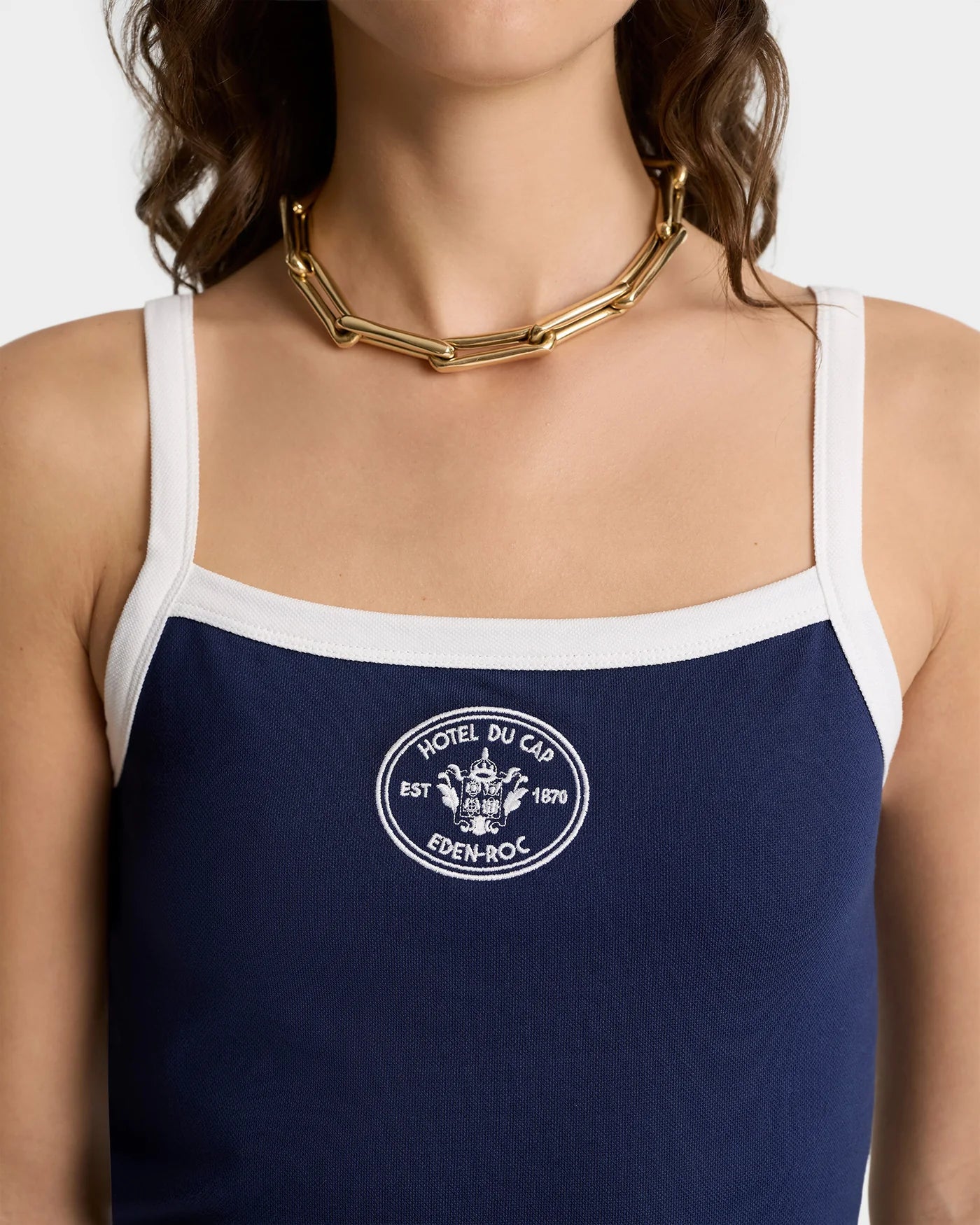 Eden Crest Embroidered Pique Tank | Navy/White

SPORTY & RICH