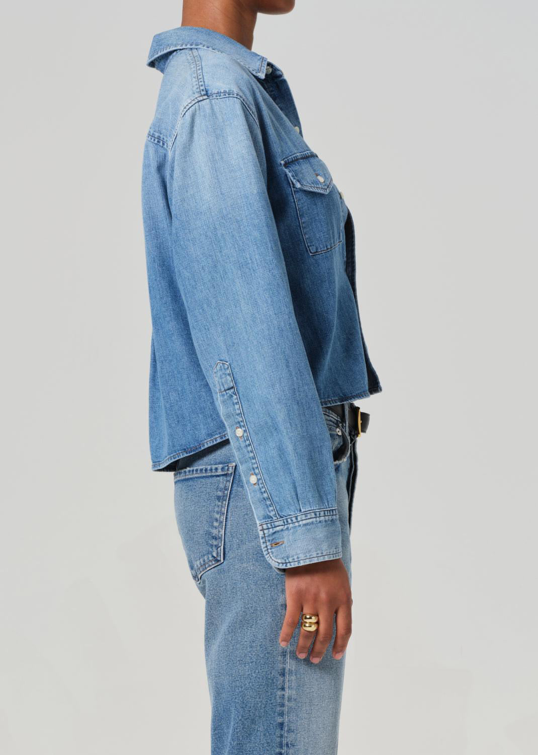 Baby Shay Cropped Shirt Carolina Blue