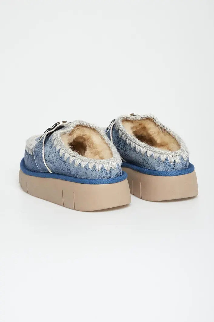 Bounce Clog Special Leather Metal Denim Blue