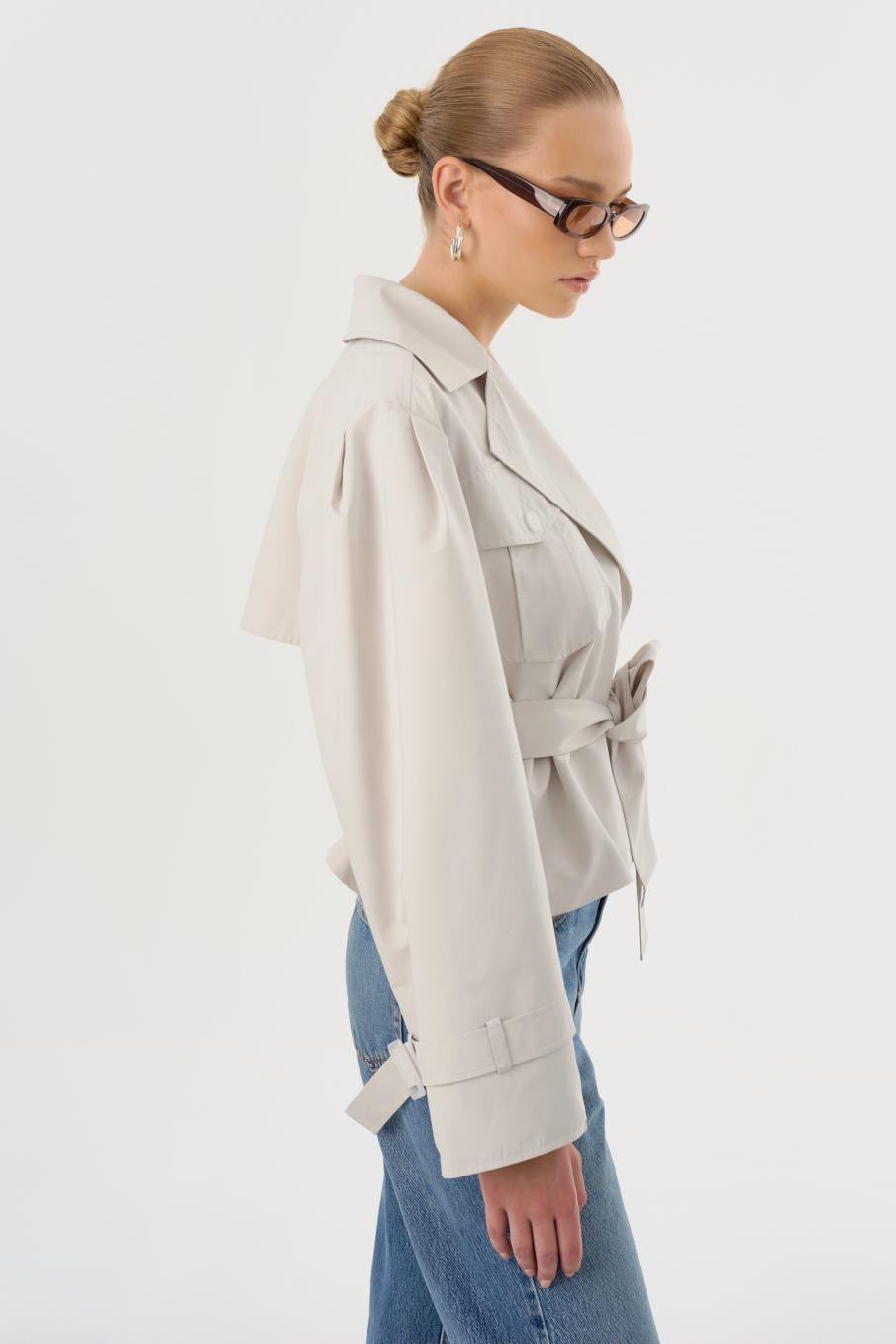 Quinn Cropped Trench Coat Whisper White