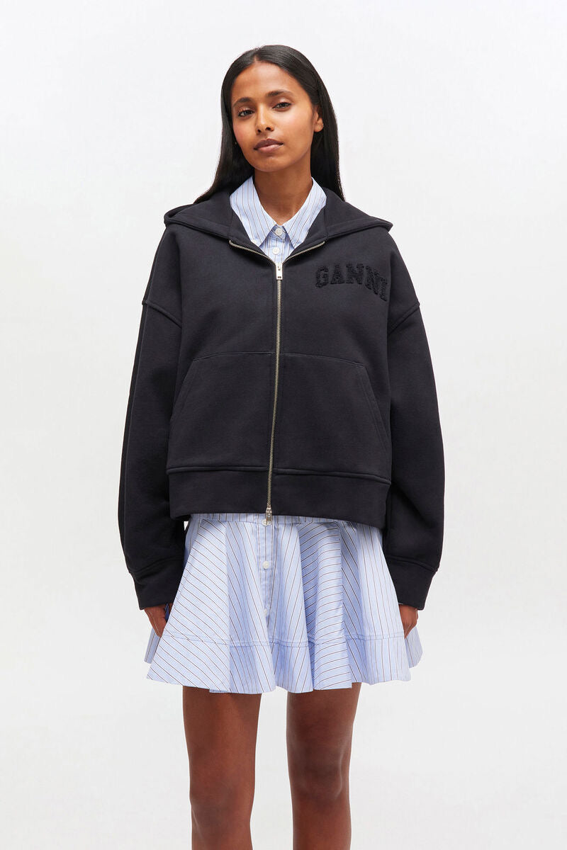 Black Two Way Zip Hoodie