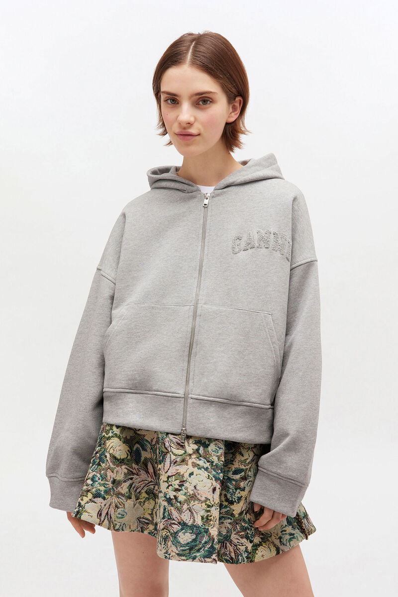 Grey Two Way Zip Hoodie Paloma Melange