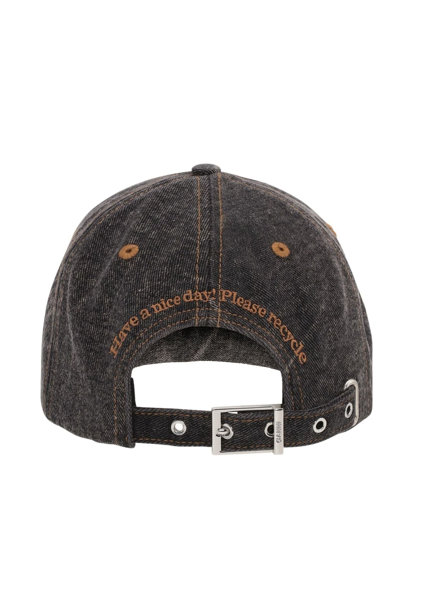 GANNI Denim Cotton Washed Cap Washed Black