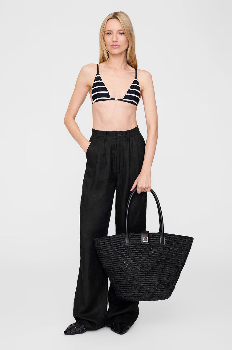 Bellamy Bikini Top Black And White Stripe