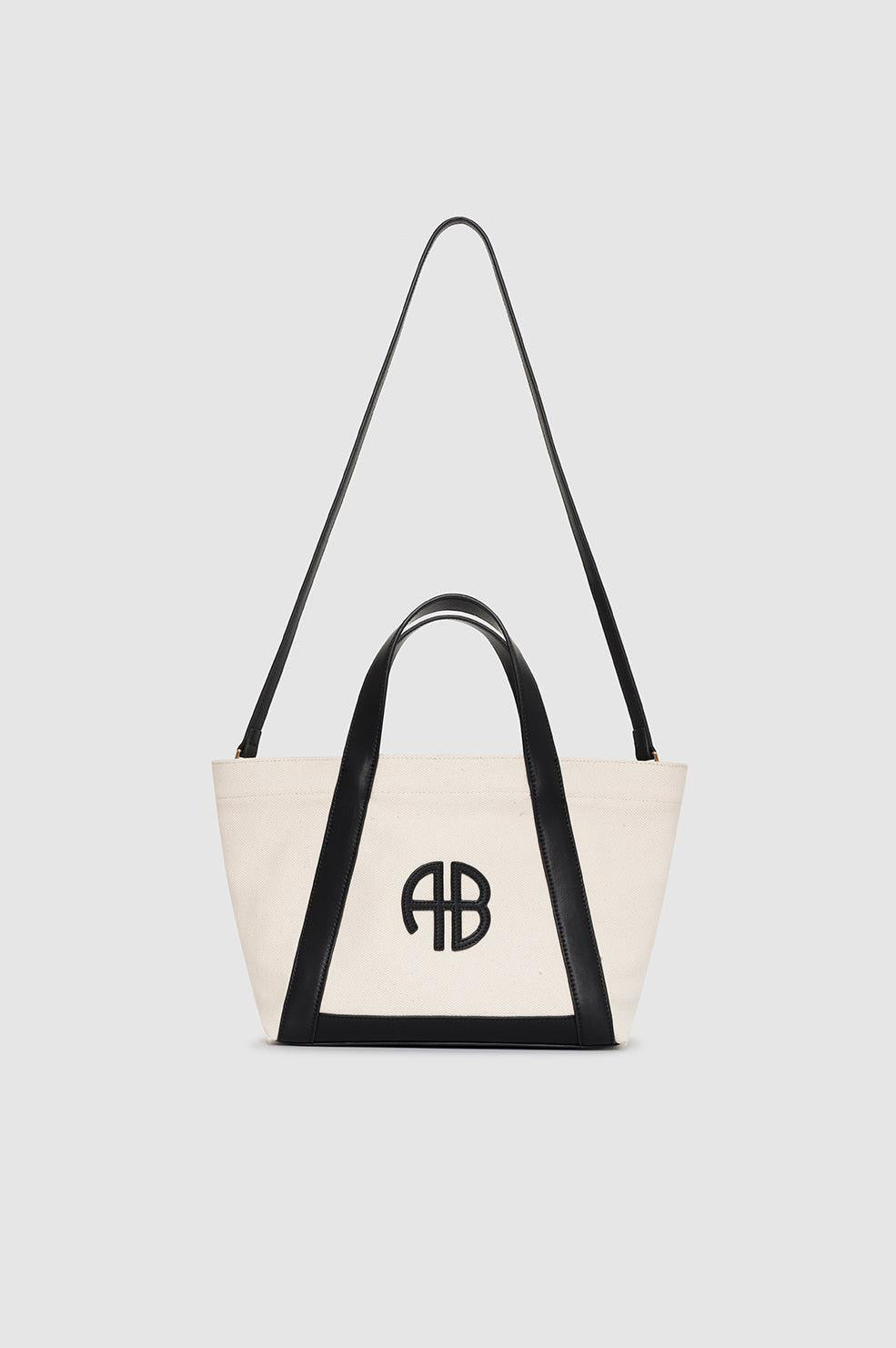 Small Cara Tote Natural Canvas With Black