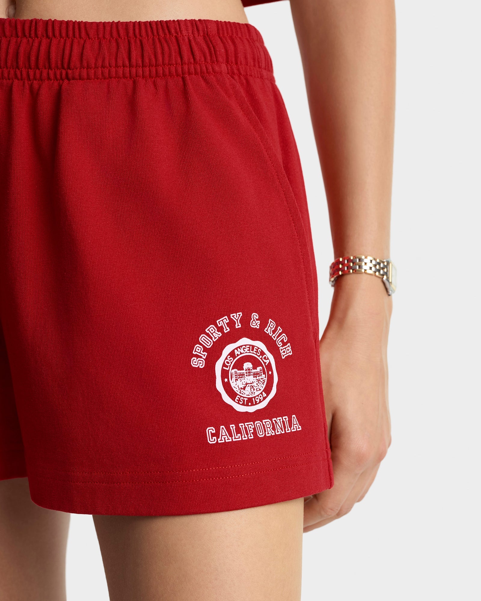 California Emblem Disco Short - Ruby/White
