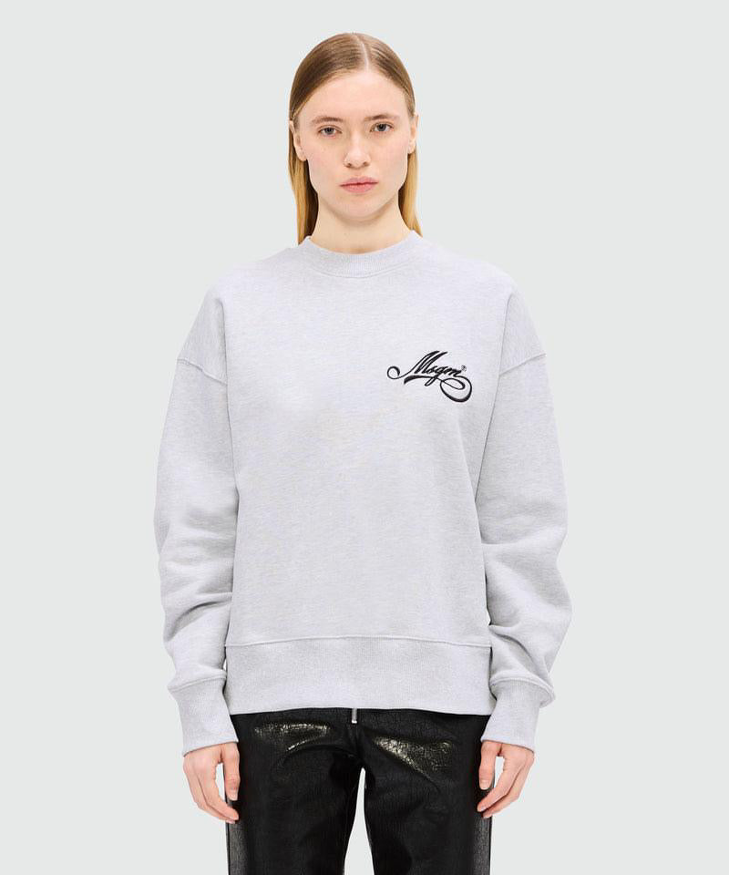 Grey Melange Jersey Sweatshirt With Cursive Msgm Logo