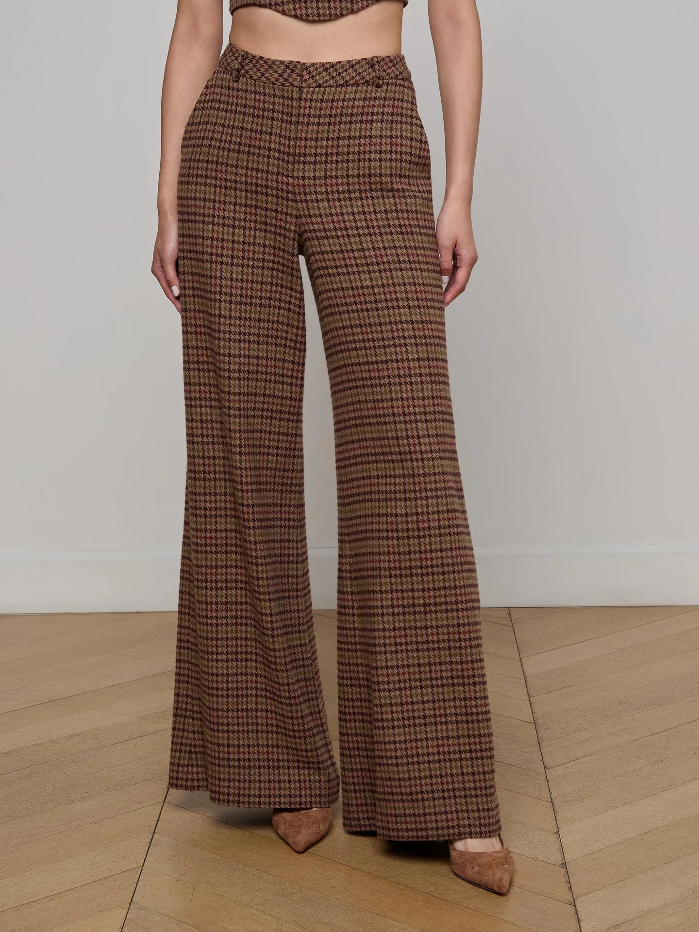 Pilar Houndstooth Wide-Leg Pant