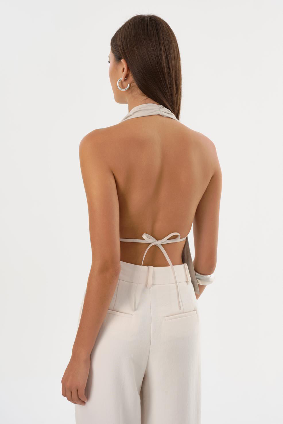 Bethany Leather Halter Top Dove
