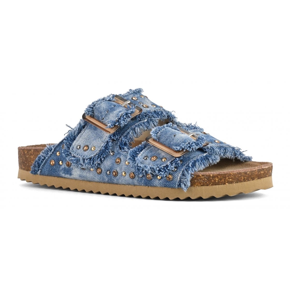 Denim Sandal With Rhinestones Denim