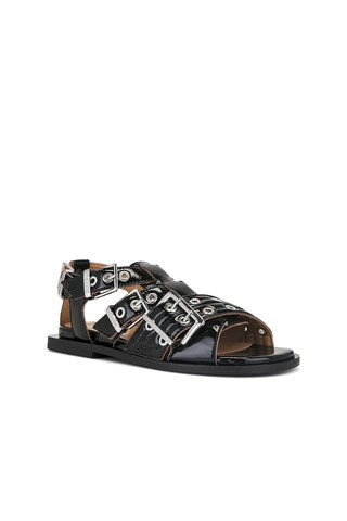 Feminine Buckle Sandal in Black
Ganni