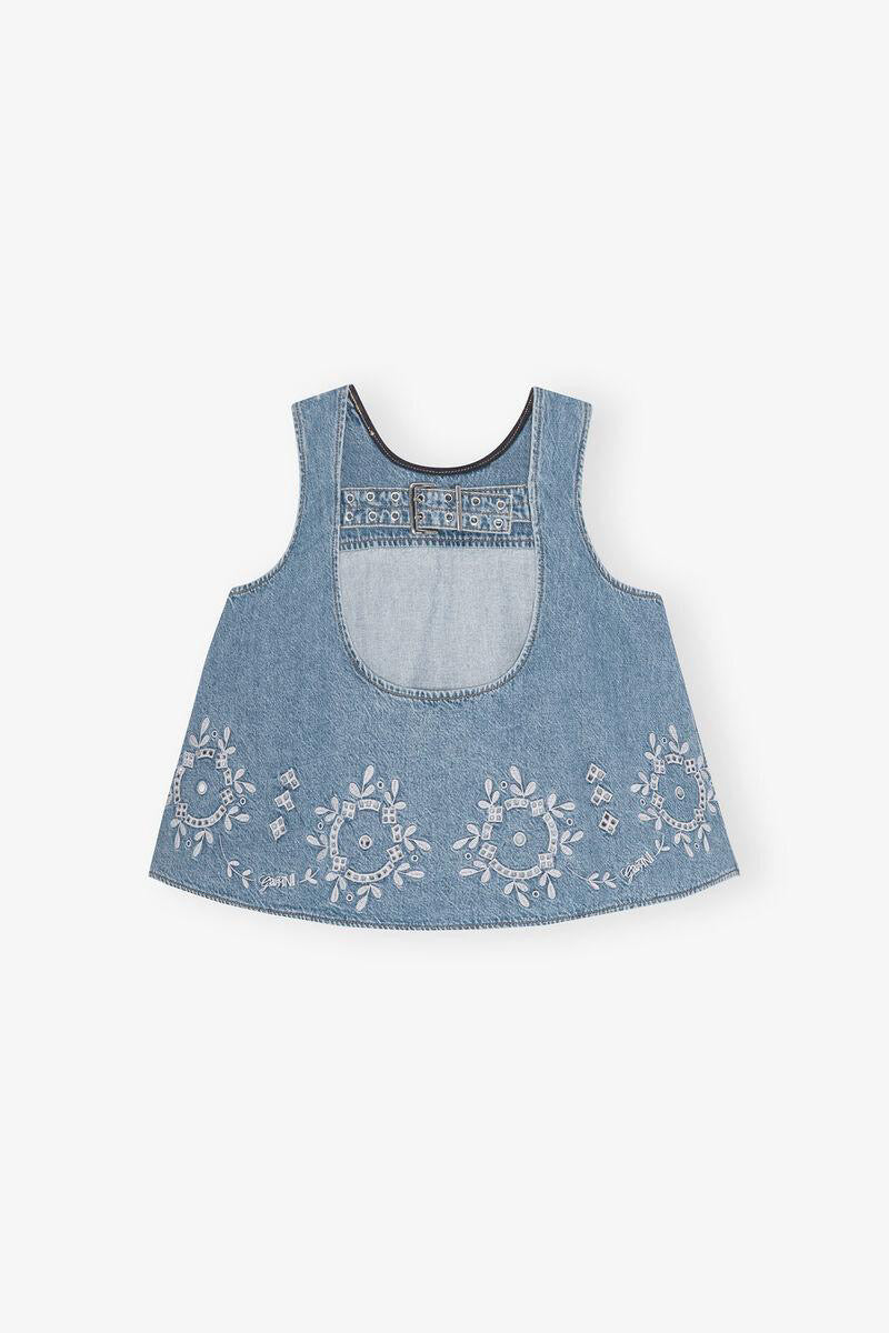 Broderie Anglaise Top Light Blue Stone