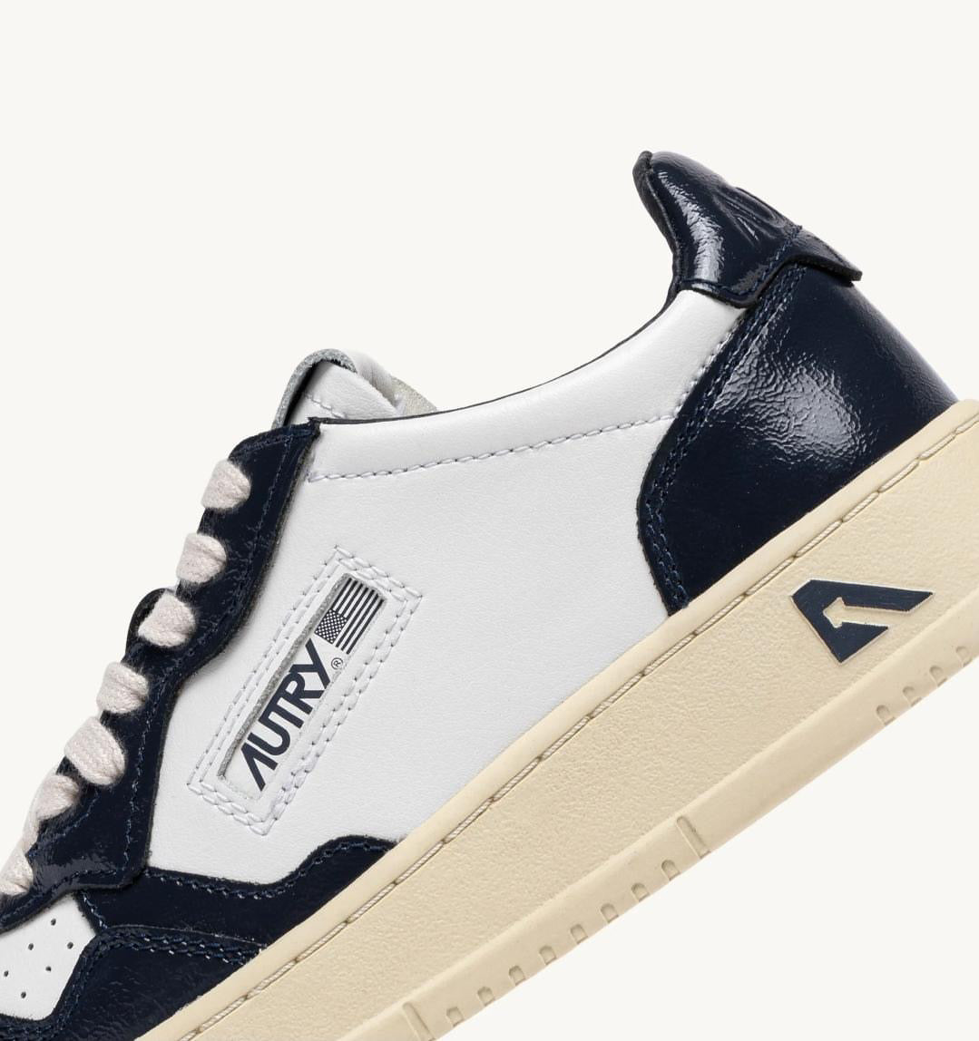 Medalist Low Sneakers In White And Night Blue Leather