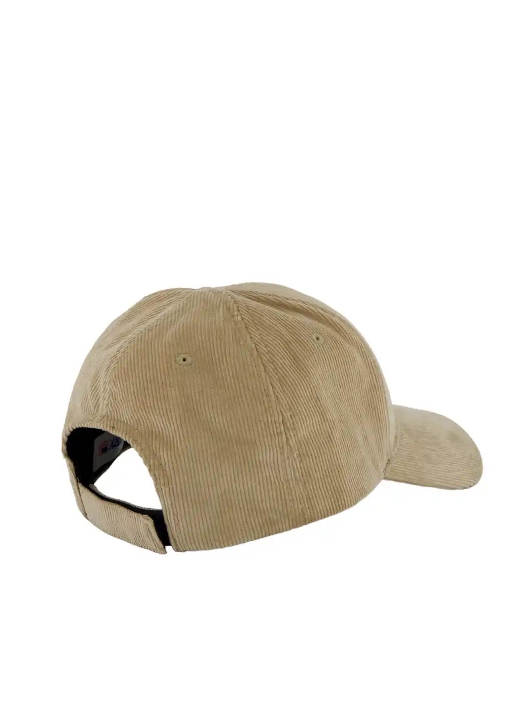 Baseball Cap In Embroidered Beige Corduroy