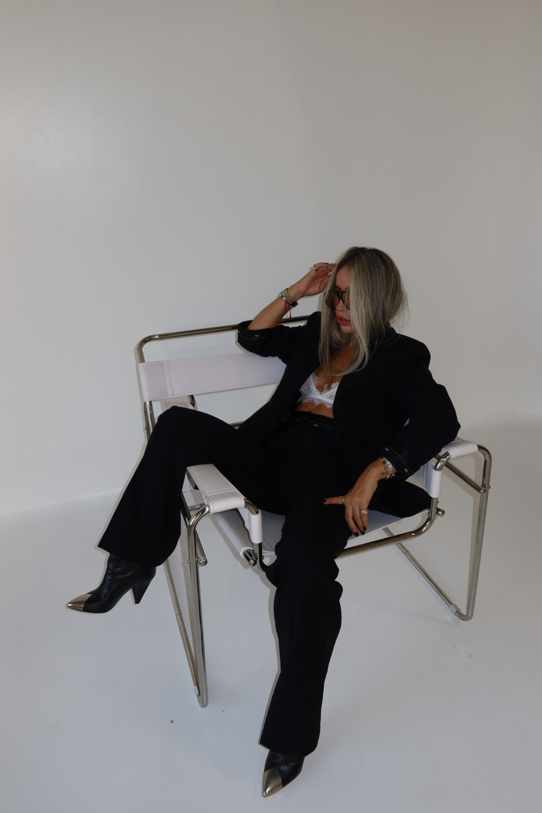 Black Jacket In Cool Wool With Msgm Ribbon