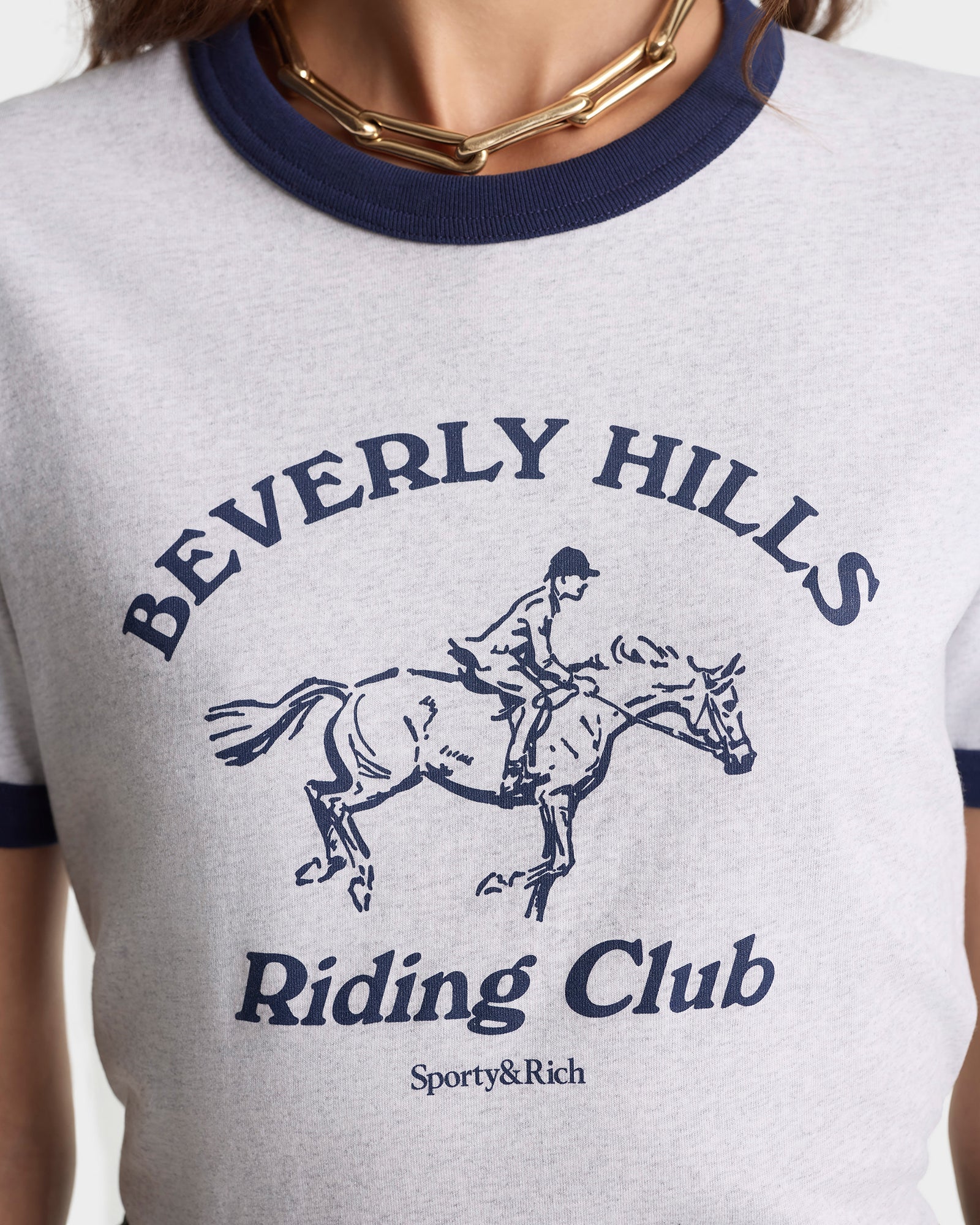 BH Riding Club Ringer Tee - Heather Gray/Dark Navy