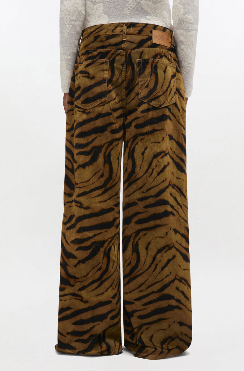 Zebra Print Baggy Jeans Khaki