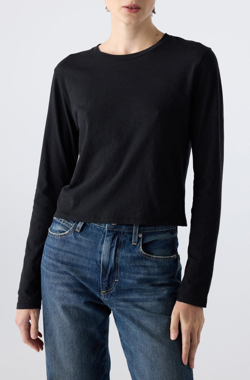 Linen L/S Babe Tee Black AMO